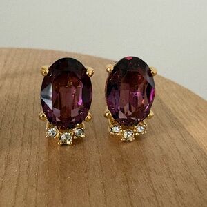 Vintage Dior Faux Amethyst Clip On Earrings